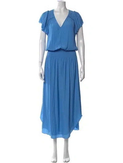 Pre-owned Ramy Brook V-neck Long Dress In Blue