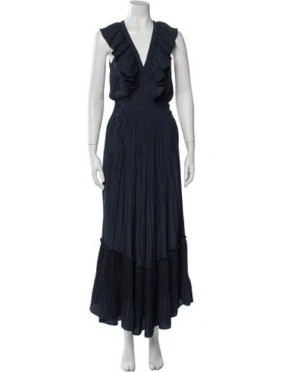 Pre-owned Ramy Brook V-neck Long Dress In Blue