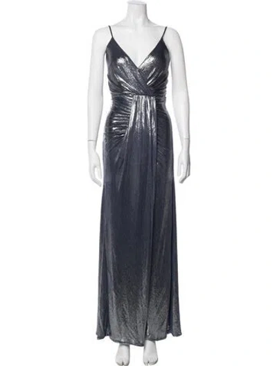 Pre-owned Ramy Brook V-neck Long Dress In Blue