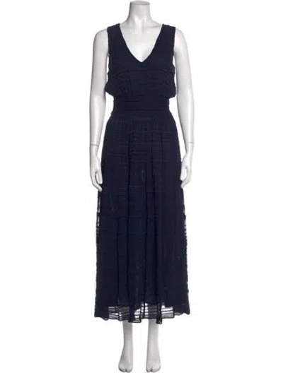 Pre-owned Ramy Brook V-neck Long Dress In Blue