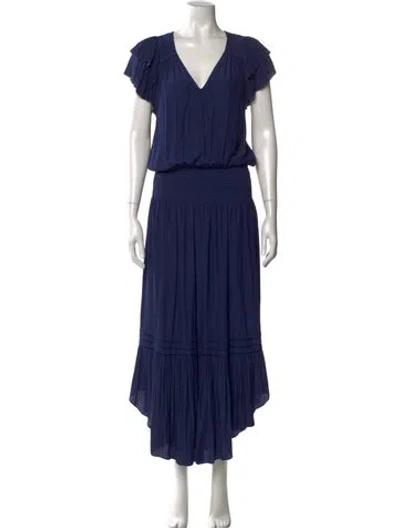 Pre-owned Ramy Brook V-neck Long Dress In Blue