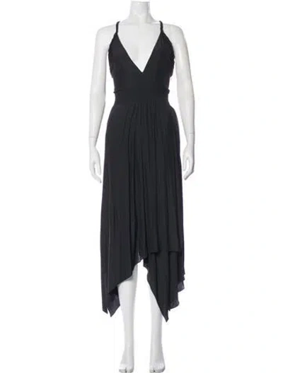 Pre-owned Ramy Brook V-neck Long Dress In Gray