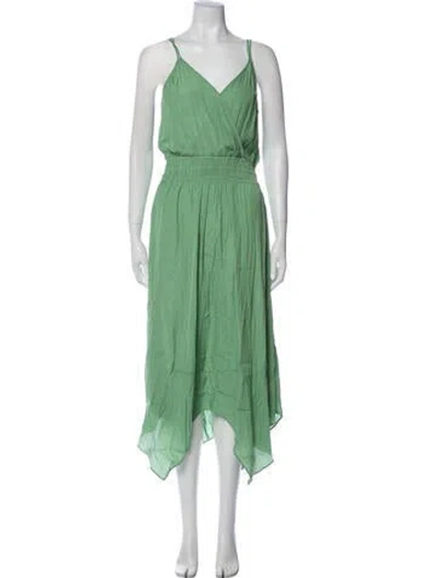Pre-owned Ramy Brook V-neck Long Dress In Green