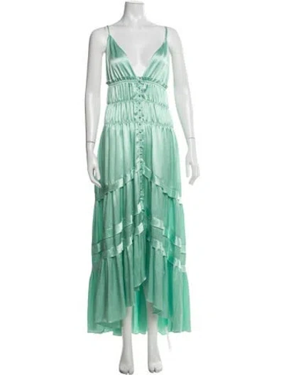 Pre-owned Ramy Brook V-neck Long Dress In Green