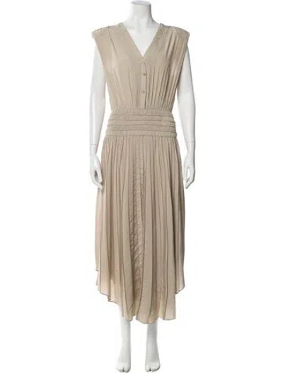 Pre-owned Ramy Brook V-neck Long Dress In Neutral