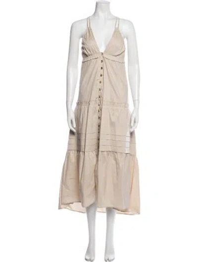 Pre-owned Ramy Brook V-neck Long Dress In Neutrals