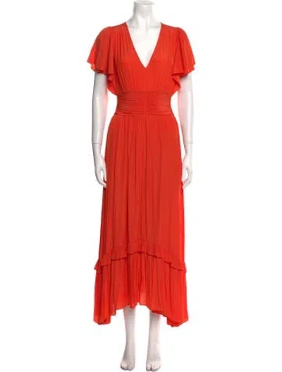 Pre-owned Ramy Brook V-neck Long Dress In Orange