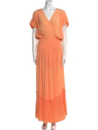 Pre-owned Ramy Brook V-neck Long Dress In Orange