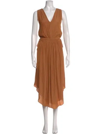 Pre-owned Ramy Brook V-neck Long Dress In Orange