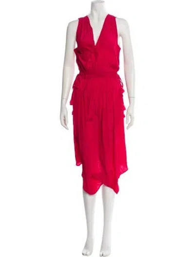 Pre-owned Ramy Brook V-neck Long Dress In Red