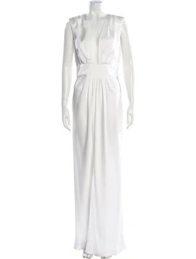 Pre-owned Ramy Brook V-neck Long Dress W/ Tags In White