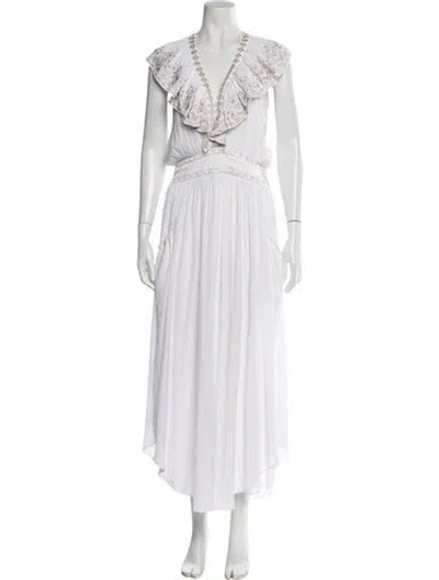 Pre-owned Ramy Brook V-neck Long Dress In White