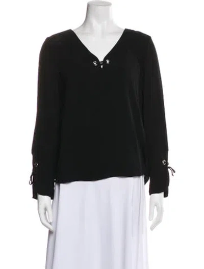 Pre-owned Ramy Brook V-neck Long Sleeve Blouse In Black
