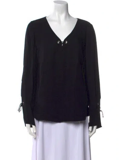 Pre-owned Ramy Brook V-neck Long Sleeve Blouse In Black
