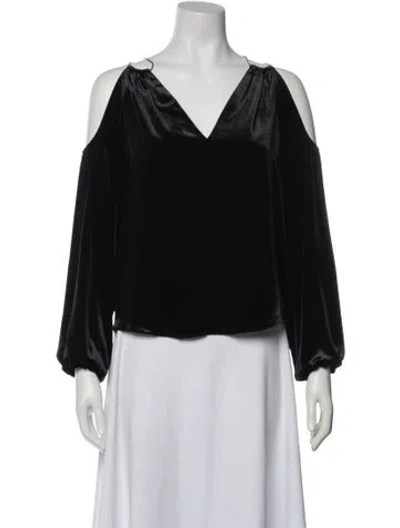 Pre-owned Ramy Brook V-neck Long Sleeve Blouse In Black