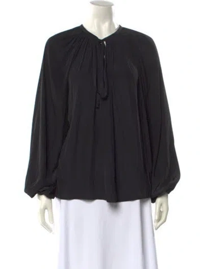 Pre-owned Ramy Brook V-neck Long Sleeve Blouse In Black