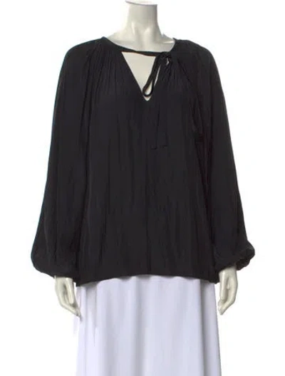 Pre-owned Ramy Brook V-neck Long Sleeve Blouse In Black