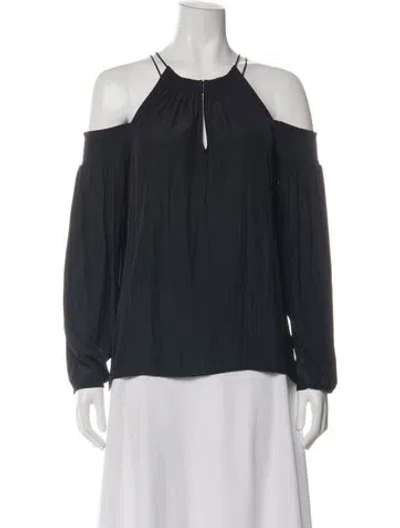 Pre-owned Ramy Brook V-neck Long Sleeve Blouse In Black