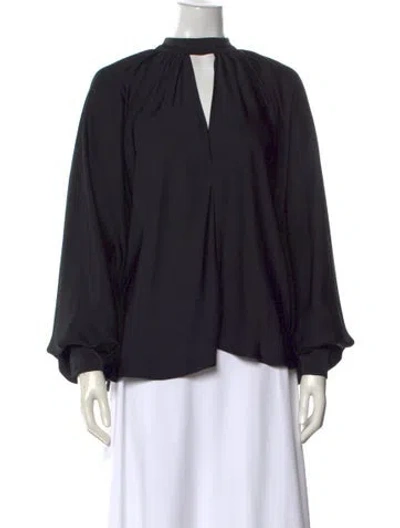 Pre-owned Ramy Brook V-neck Long Sleeve Blouse In Black
