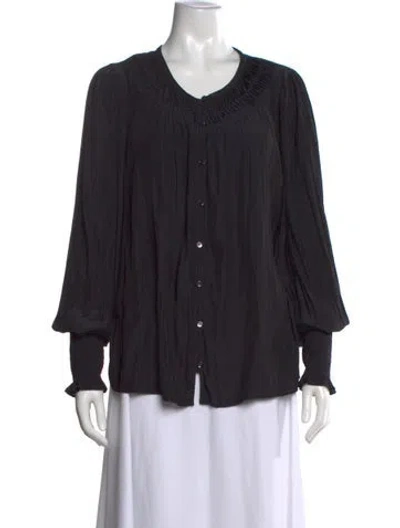 Pre-owned Ramy Brook V-neck Long Sleeve Blouse In Black