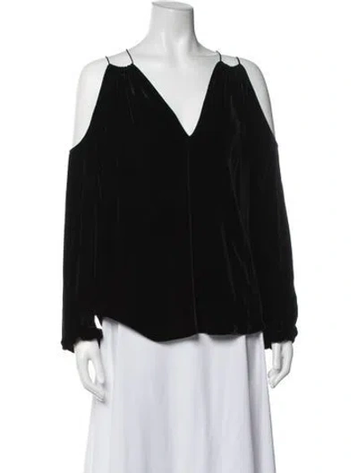 Pre-owned Ramy Brook V-neck Long Sleeve Blouse In Black