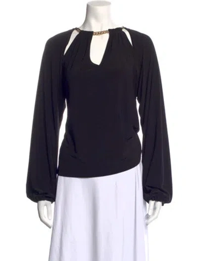 Pre-owned Ramy Brook V-neck Long Sleeve Blouse In Black