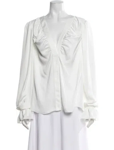 Pre-owned Ramy Brook V-neck Long Sleeve Blouse In Blue