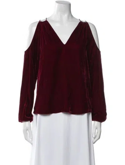 Pre-owned Ramy Brook V-neck Long Sleeve Blouse In Burgundy