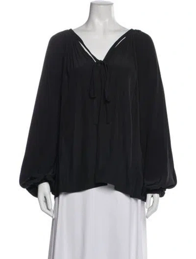Pre-owned Ramy Brook V-neck Long Sleeve Blouse In Gray