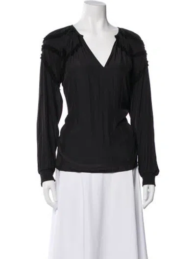 Pre-owned Ramy Brook V-neck Long Sleeve Blouse In Grey