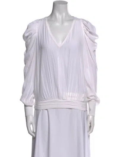 Pre-owned Ramy Brook V-neck Long Sleeve Blouse In Neutral