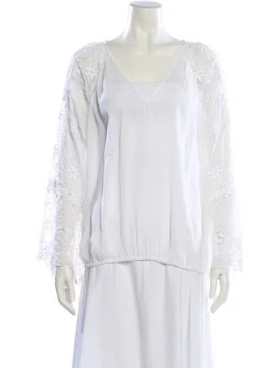 Pre-owned Ramy Brook V-neck Long Sleeve Blouse In Neutral