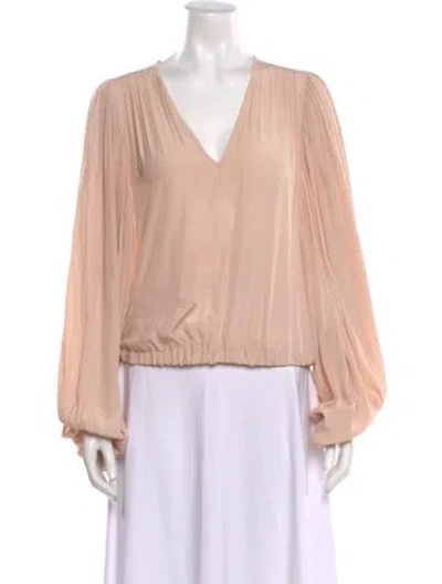 Pre-owned Ramy Brook V-neck Long Sleeve Blouse In Neutral