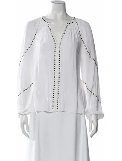 Pre-owned Ramy Brook V-neck Long Sleeve Blouse In Neutral