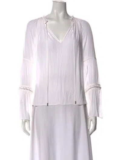Pre-owned Ramy Brook V-neck Long Sleeve Blouse In Neutral