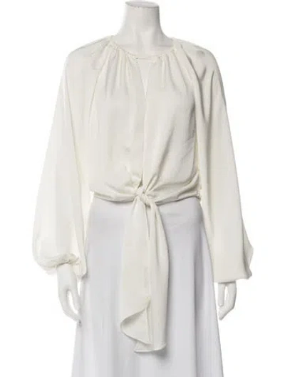 Pre-owned Ramy Brook V-neck Long Sleeve Blouse In Neutrals