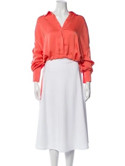 Pre-owned Ramy Brook V-neck Long Sleeve Blouse In Orange