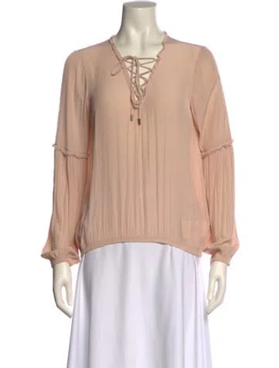 Pre-owned Ramy Brook V-neck Long Sleeve Blouse In Pink