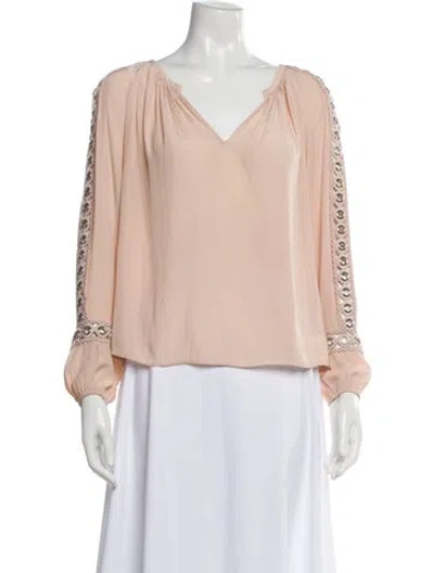 Pre-owned Ramy Brook V-neck Long Sleeve Blouse In Pink