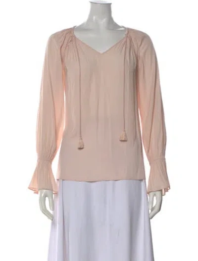 Pre-owned Ramy Brook V-neck Long Sleeve Blouse In Pink