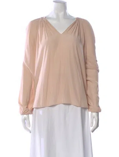 Pre-owned Ramy Brook V-neck Long Sleeve Blouse In Pink