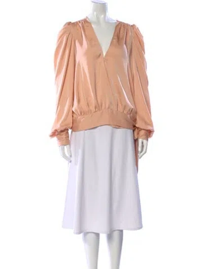 Pre-owned Ramy Brook V-neck Long Sleeve Blouse In Pink