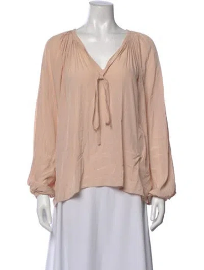 Pre-owned Ramy Brook V-neck Long Sleeve Blouse In Pink