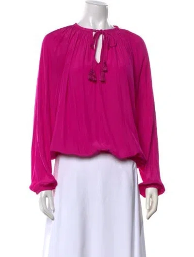 Pre-owned Ramy Brook V-neck Long Sleeve Blouse In Pink