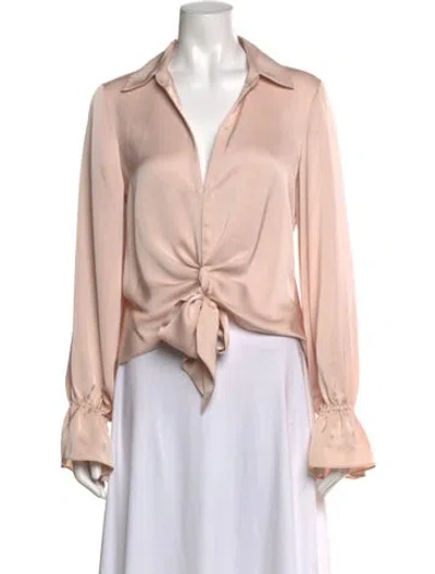 Pre-owned Ramy Brook V-neck Long Sleeve Blouse In Pink