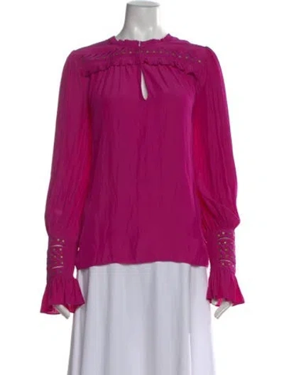 Pre-owned Ramy Brook V-neck Long Sleeve Blouse In Pink