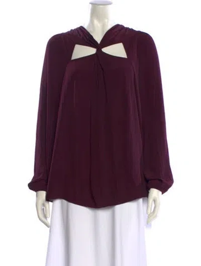 Pre-owned Ramy Brook V-neck Long Sleeve Blouse In Purple