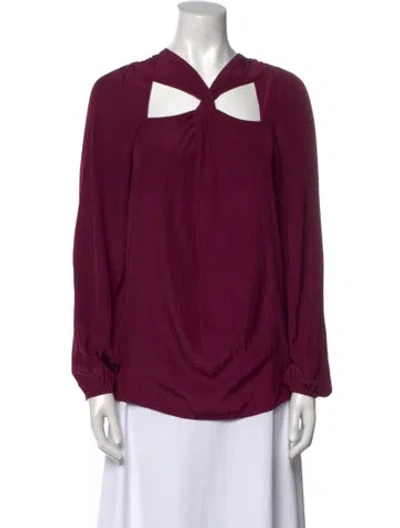 Pre-owned Ramy Brook V-neck Long Sleeve Blouse In Purple