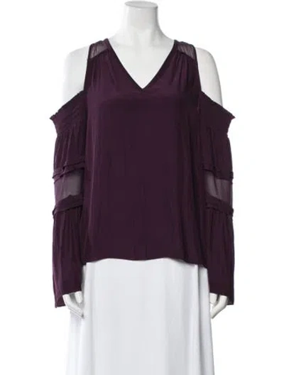 Pre-owned Ramy Brook V-neck Long Sleeve Blouse In Purple