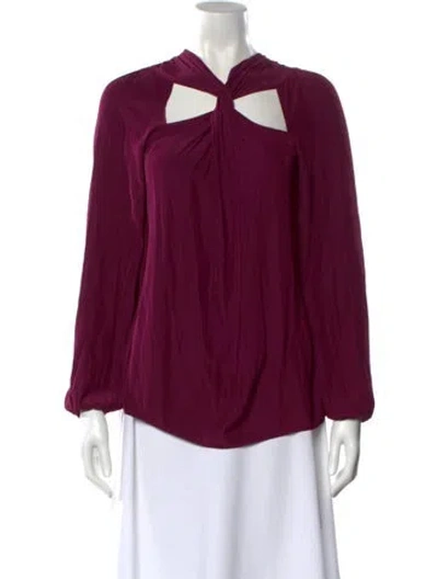 Pre-owned Ramy Brook V-neck Long Sleeve Blouse In Purple